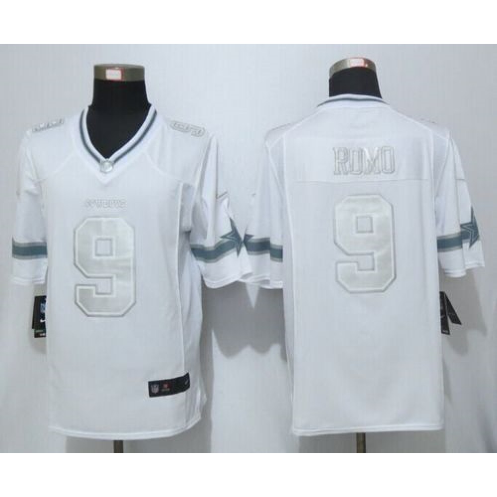 Cowboys #9 Tony Romo White Men's Stitched NFL Limited Platinum Jersey
