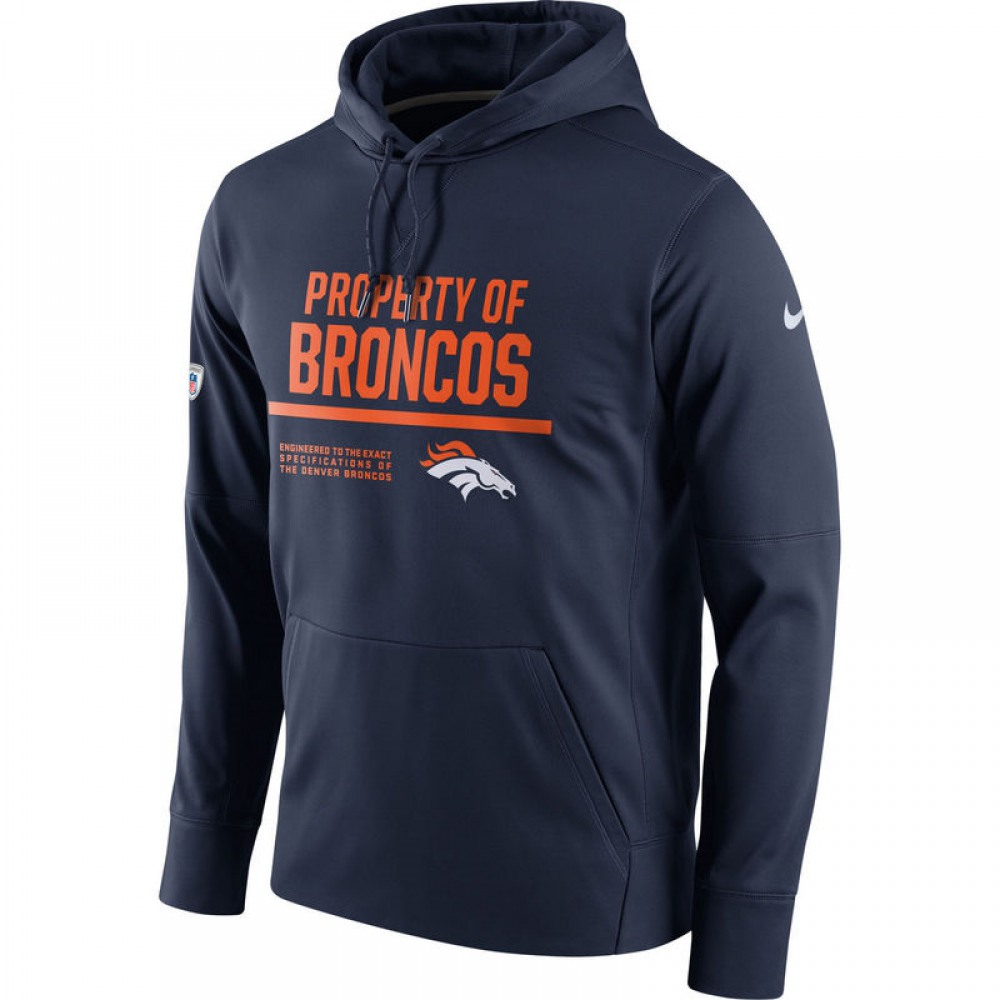 Men's Denver BroncosNavy Circuit Property Of Performance Pullover Hoodie