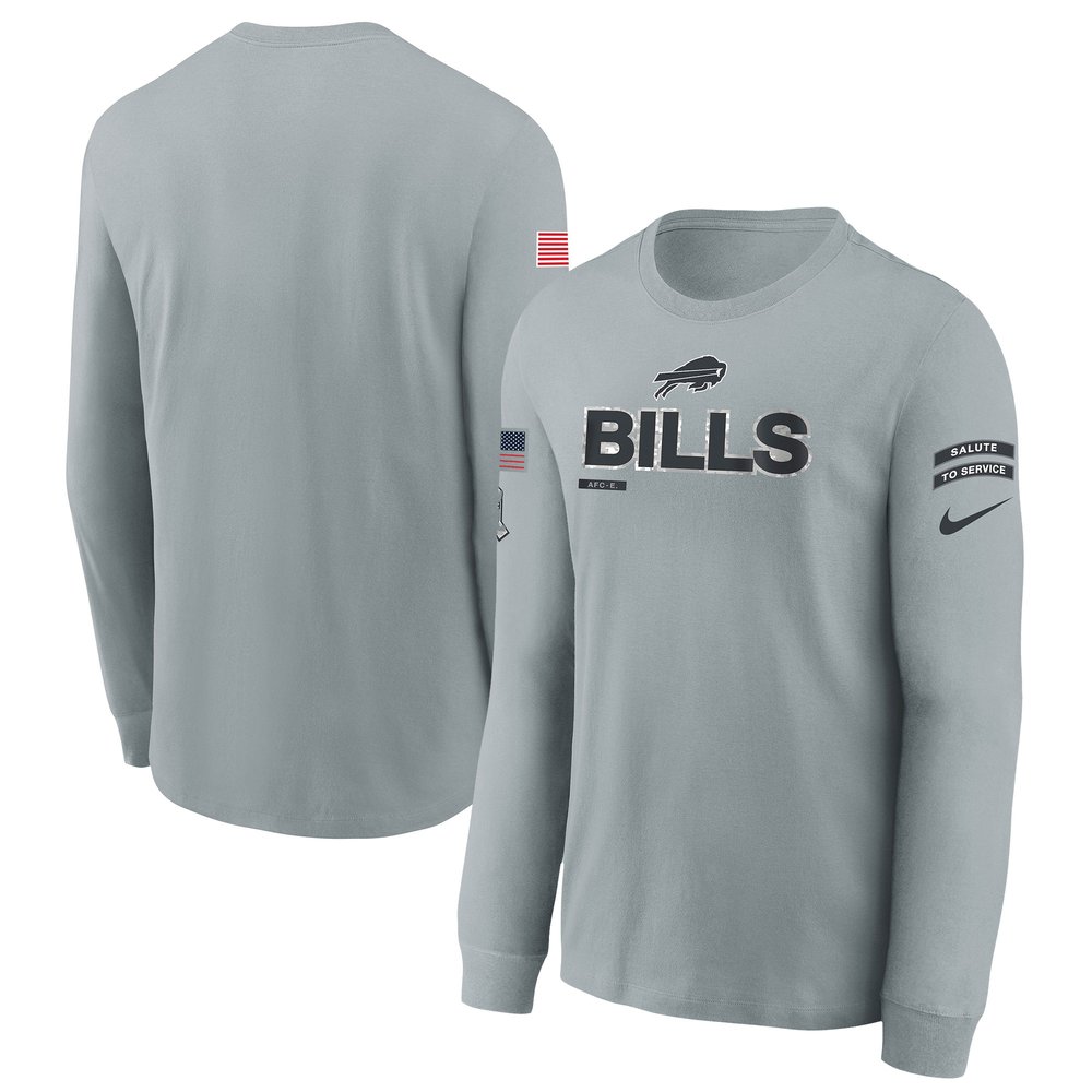 Youth Buffalo BillsGray 2024 Salute To Service Long Sleeve T-Shirt
