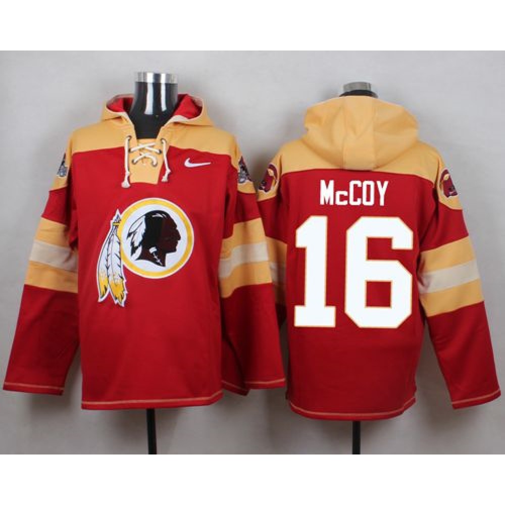 Redskins #16 Colt McCoy Burgundy Red Player Pullover NFL Hoodie