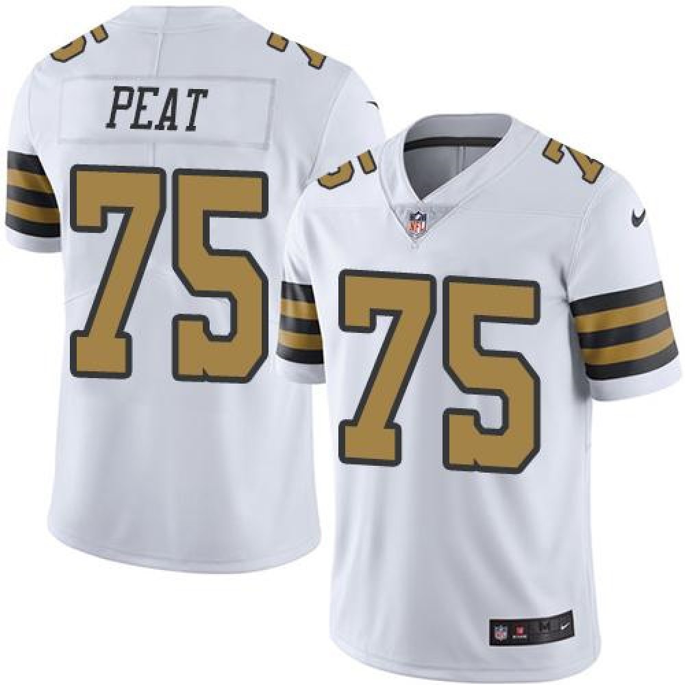 Saints #75 Andrus Peat White Youth Stitched NFL Limited Rush Jersey