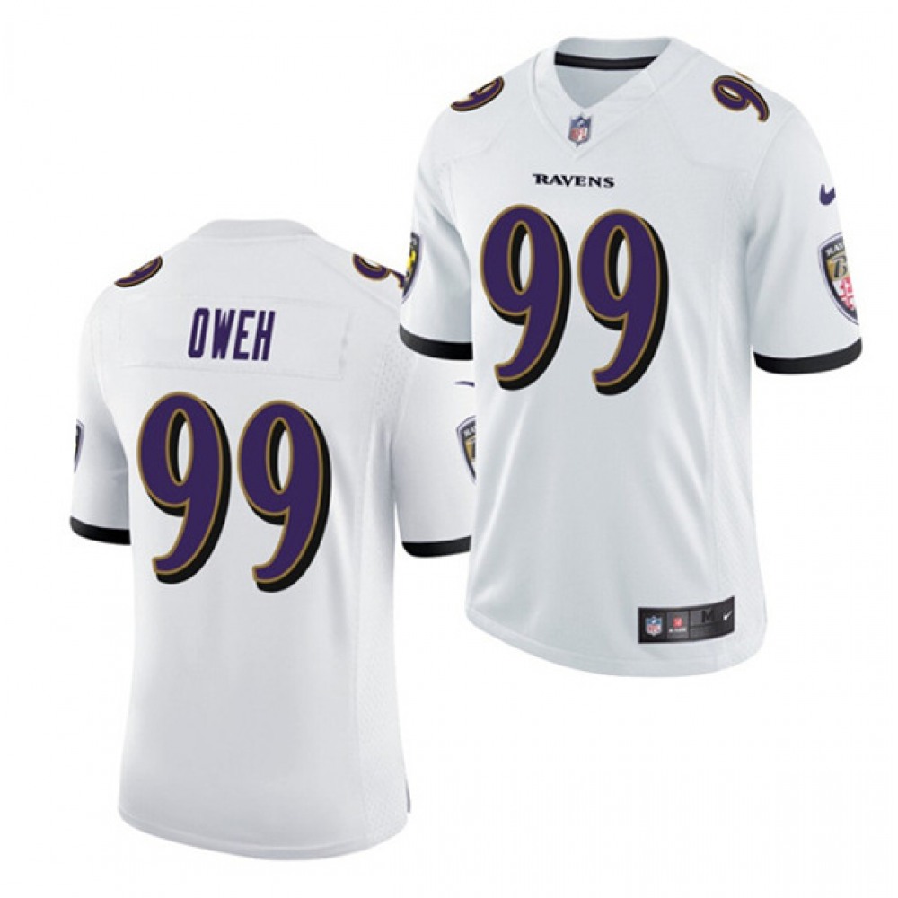 Men's Baltimore Ravens #99 Jayson Oweh White 2021 Vapor Untouchable Limited Stitched Jersey