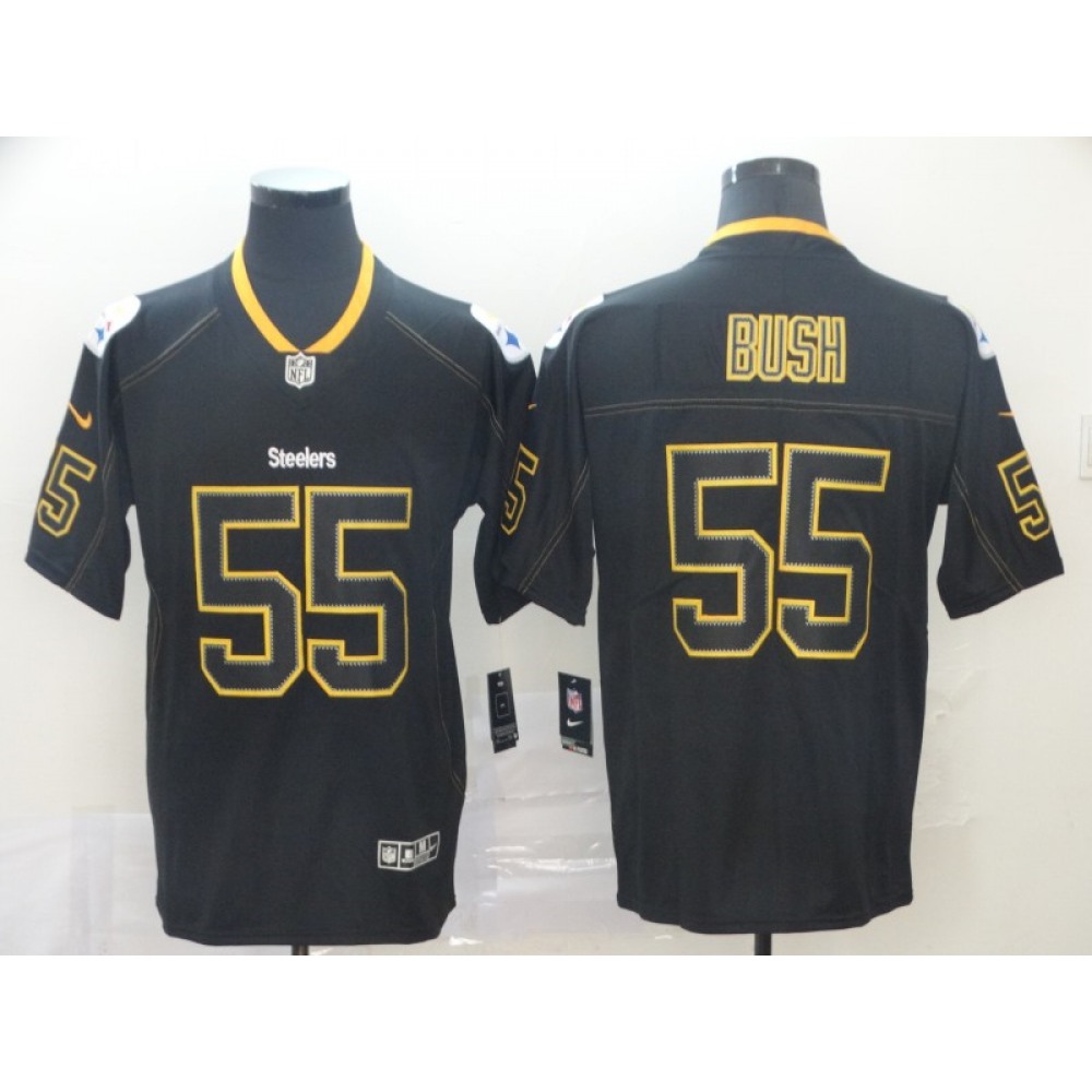 Men's Pittsburgh Steelers #55 Devin Bush Black NFL Lights Out Color Rush Stitched NFL Jersey