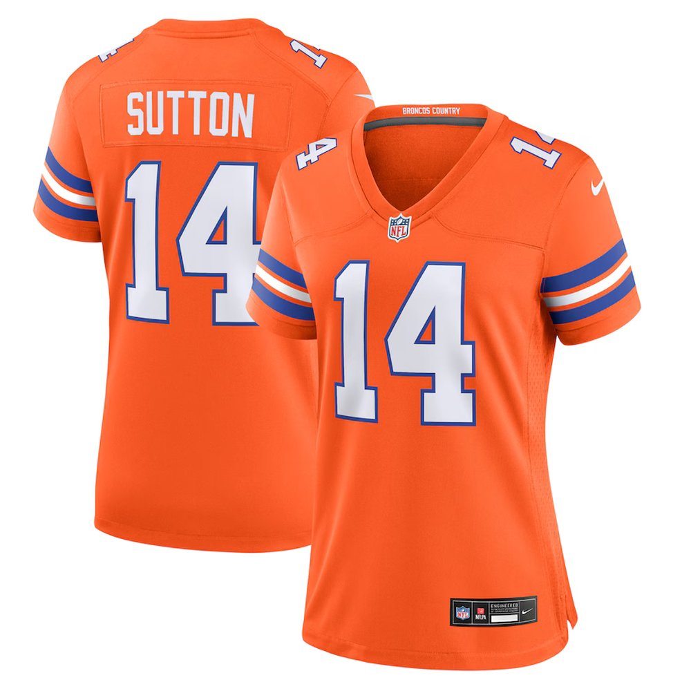 Women's Denver Broncos Courtland SuttonOrange Mile High Collection 1977 Throwback Player Game Jersey