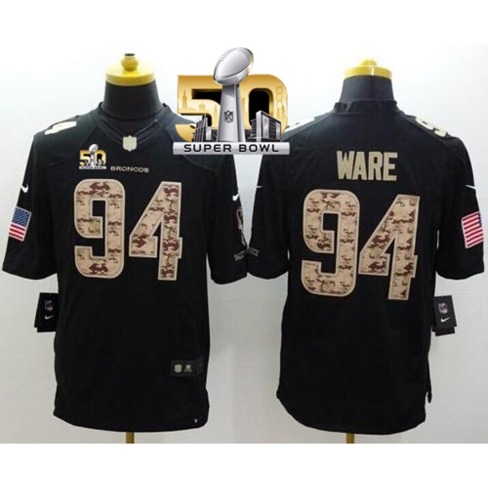 Broncos #94 DeMarcus Ware Black Super Bowl 50 Men's Stitched NFL Limited Salute to Service Jersey