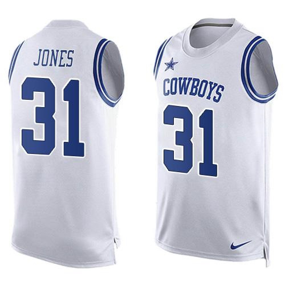 Cowboys #31 Byron Jones White Men's Stitched NFL Limited Tank Top Jersey