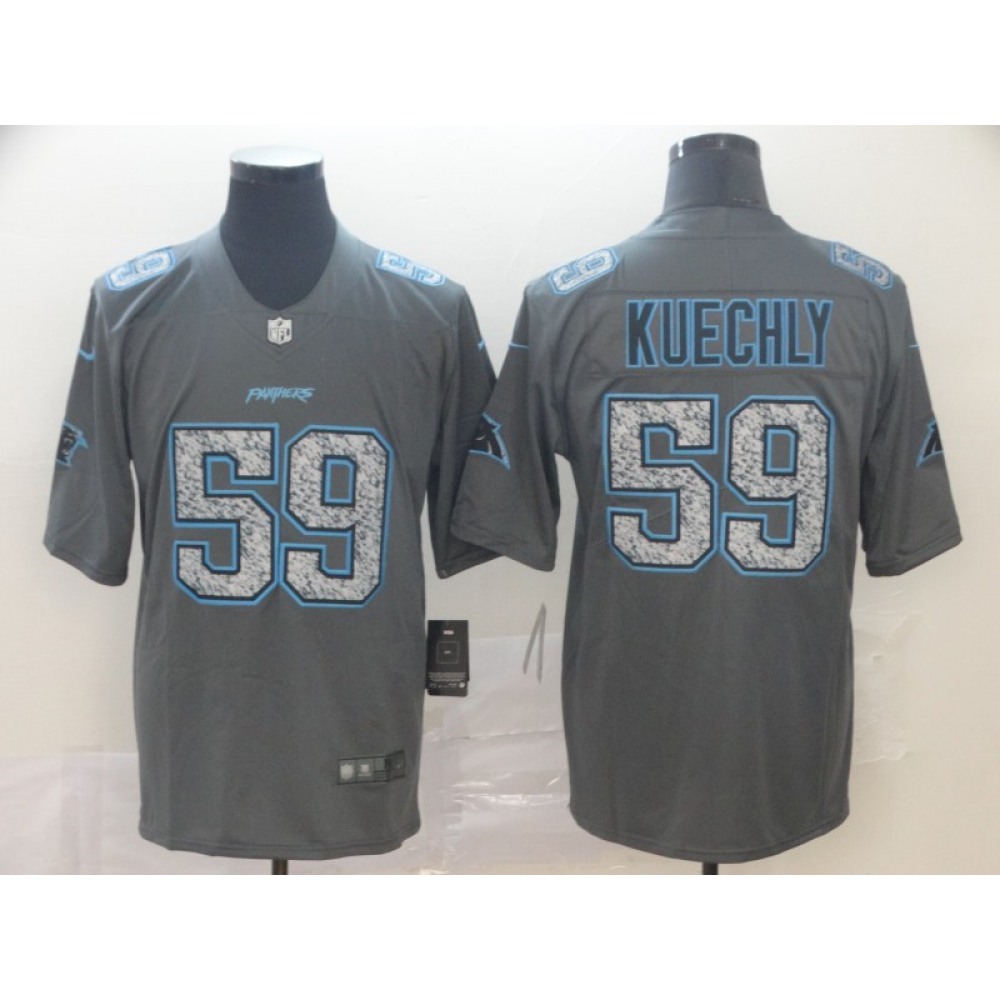 Men's Carolina Panthers #59 Luke Kuechly 2019 Gray Fashion Static Limited Stitched NFL Jersey