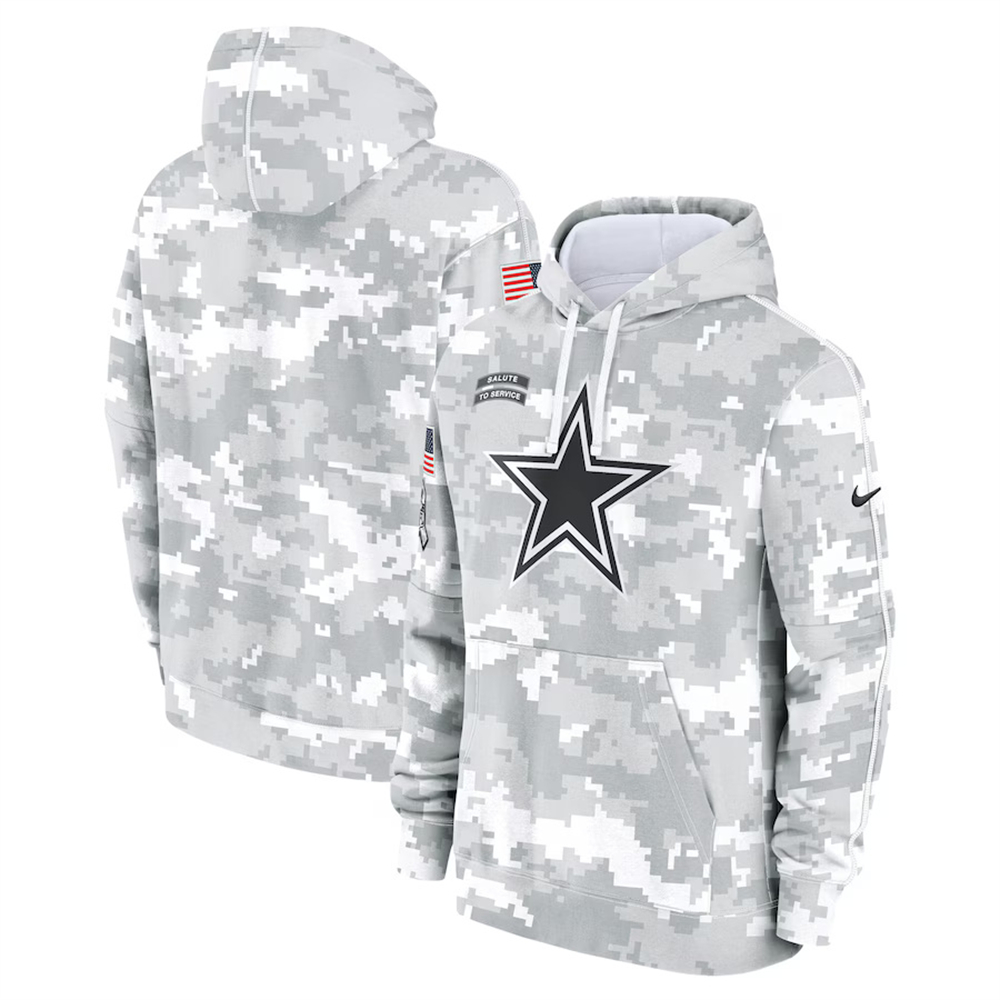 Men's/Women's/Youth - Dallas Cowboys Nike Arctic Camo 2024 Salute to Service Club Fleece Pullover Hoodie