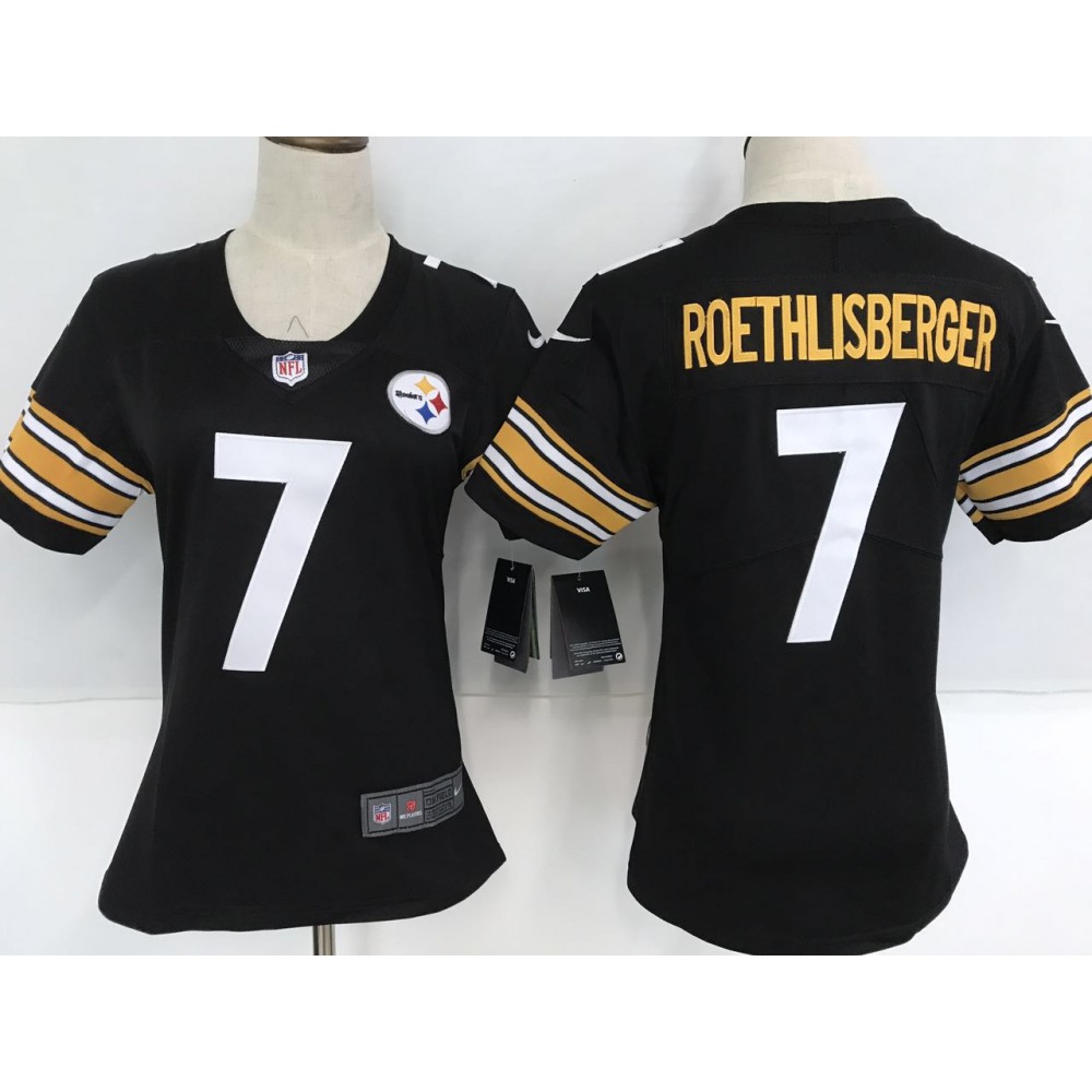 Women'sPittsburgh Steelers #7 Ben Roethlisberger Black Team Color Stitched NFL Vapor Untouchable Limited Jersey