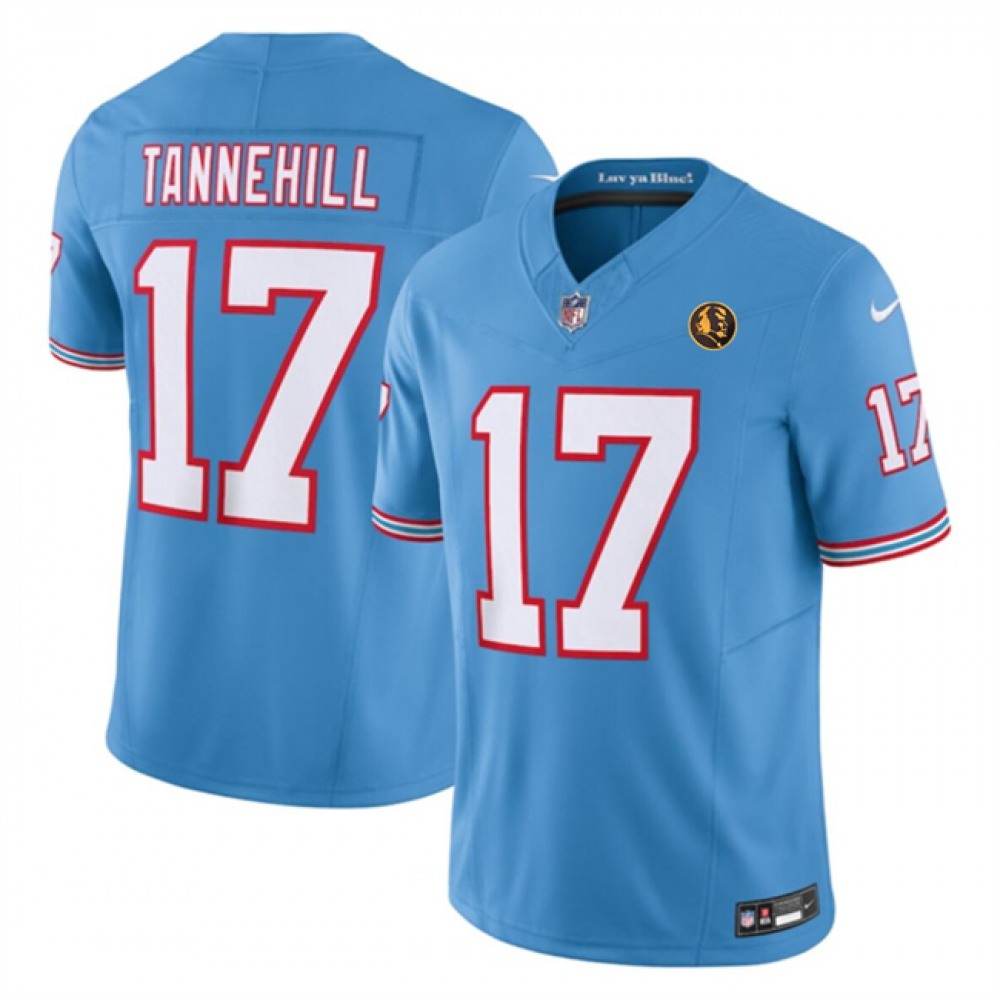 Men's Tennessee Titans #17 Ryan Tannehill Blue 2023 F.U.S.E. Throwback With John Madden Patch Vapor Limited Stitched Football Jersey