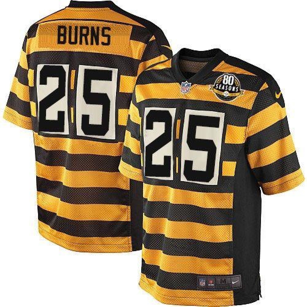 Steelers #25 Artie Burns Yellow/Black Alternate Men's Stitched NFL 80TH Throwback Elite Jersey