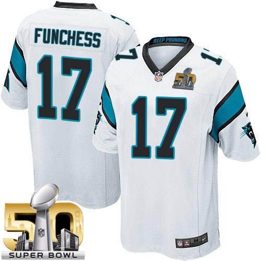 Panthers #17 Devin Funchess White Super Bowl 50 Youth Stitched NFL Elite Jersey