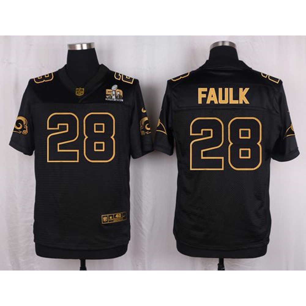 Rams #28 Marshall Faulk Black Men's Stitched NFL Elite Pro Line Gold Collection Jersey