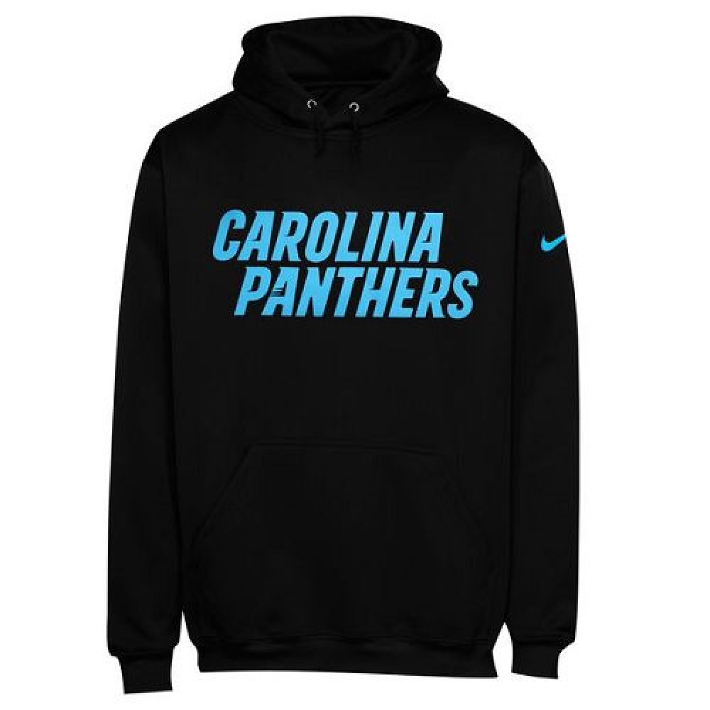 Men's Carolina PanthersBlack KO Wordmark Performance Hoodie