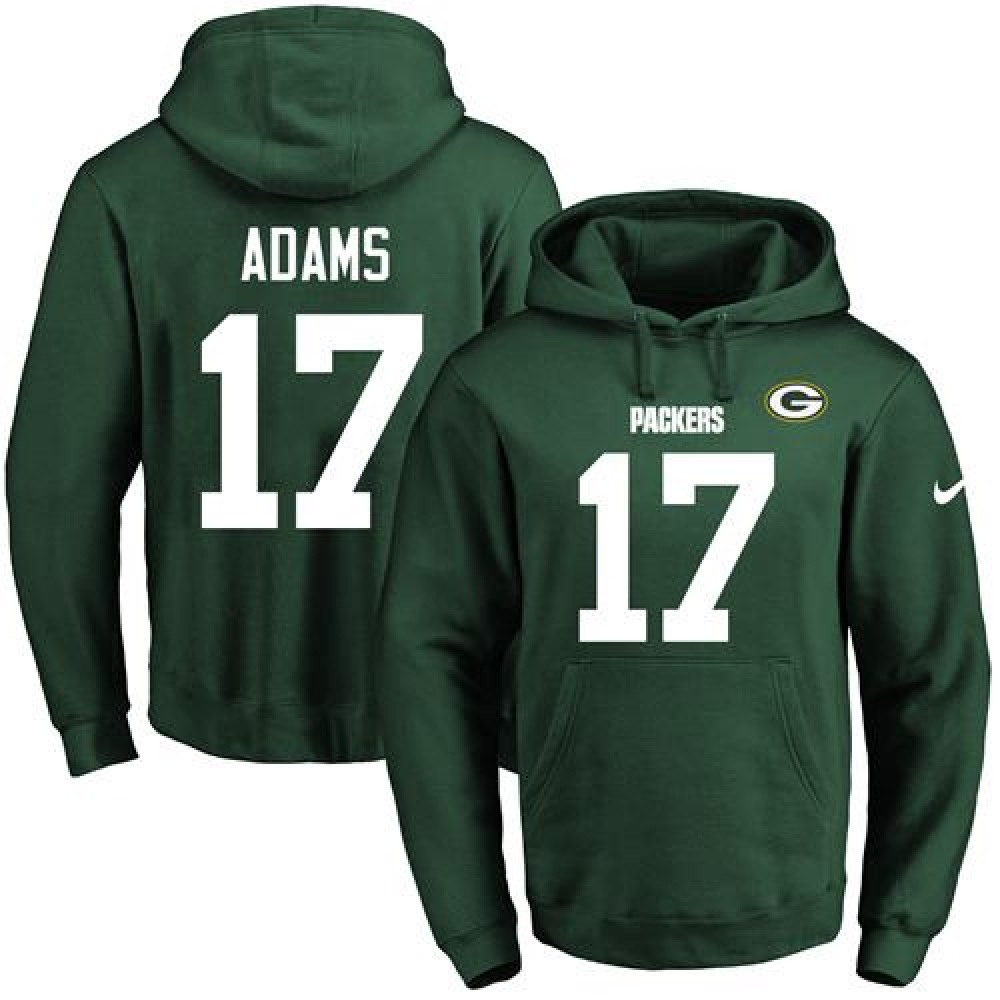 Packers #17 Davante Adams Green Name & Number Pullover NFL Hoodie