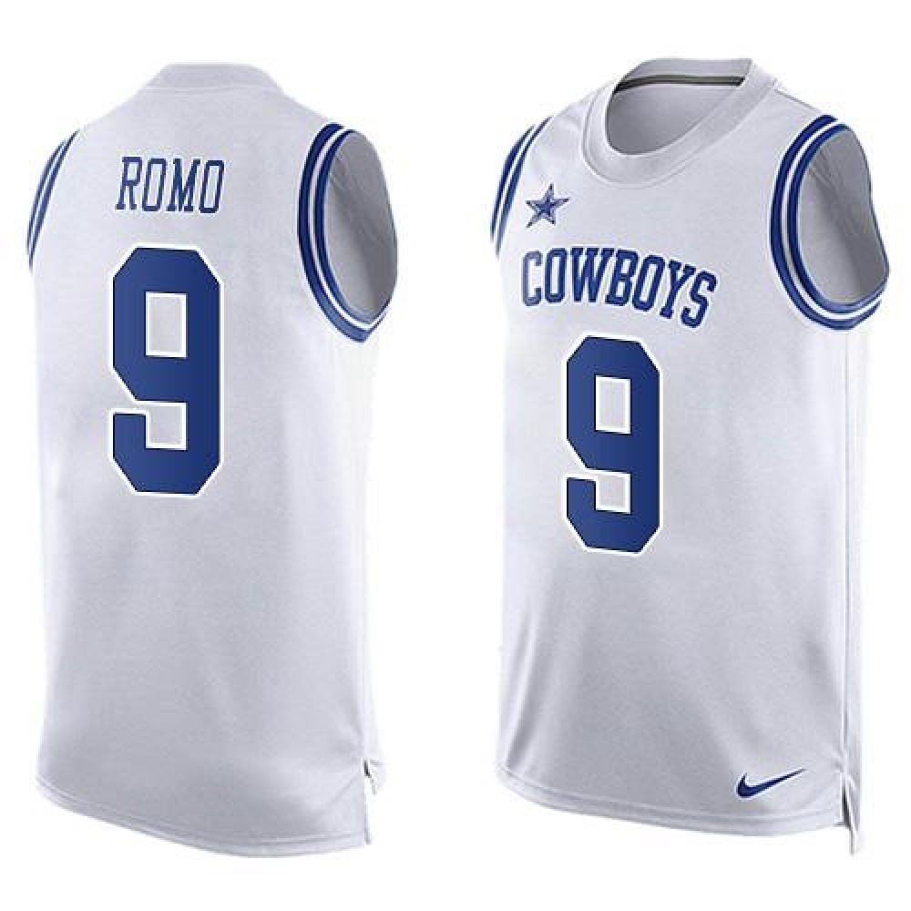 Cowboys #9 Tony Romo White Men's Stitched NFL Limited Tank Top Jersey