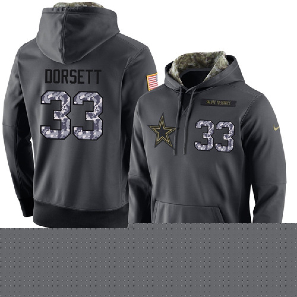 NFL Men'sDallas Cowboys #33 Tony Dorsett Stitched Black Anthracite Salute to Service Player Performance Hoodie