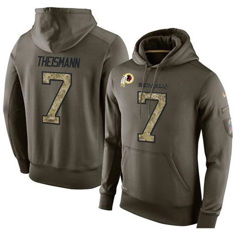 NFL Men'sWashington Redskins #7 Joe Theismann Stitched Green Olive Salute To Service KO Performance Hoodie