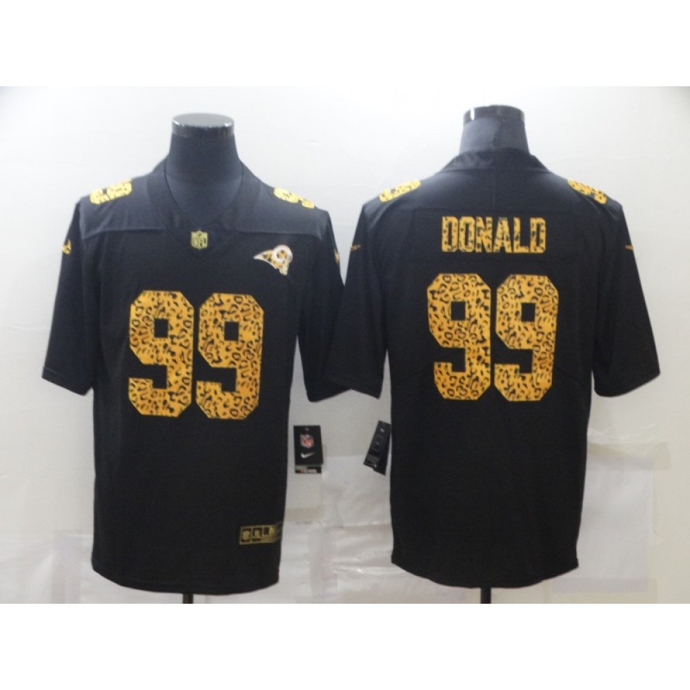 Men's Los Angeles Rams #99 Aaron Donald 2020 Black Leopard Print Fashion Limited Stitched Jersey