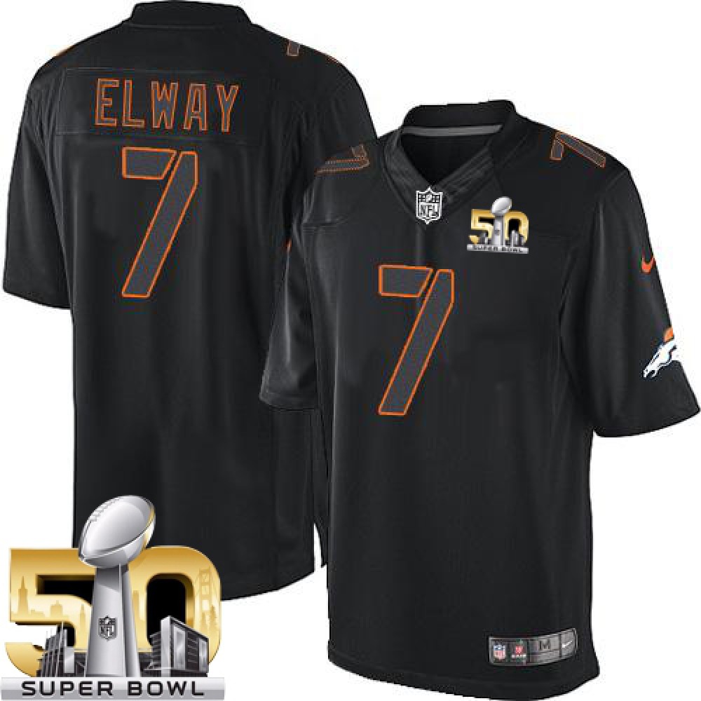 Broncos #7 John Elway Black Super Bowl 50 Men's Stitched NFL Impact Limited Jersey