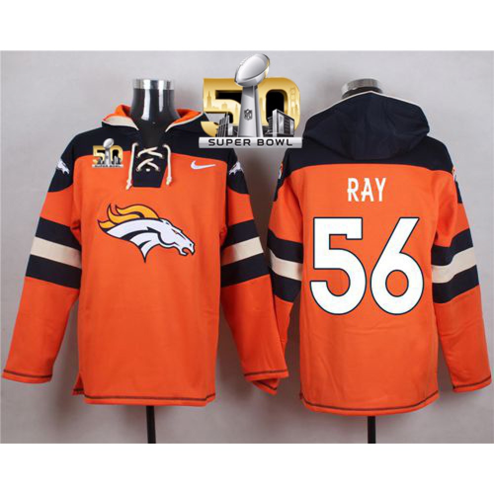 Broncos #56 Shane Ray Orange Super Bowl 50 Player Pullover NFL Hoodie