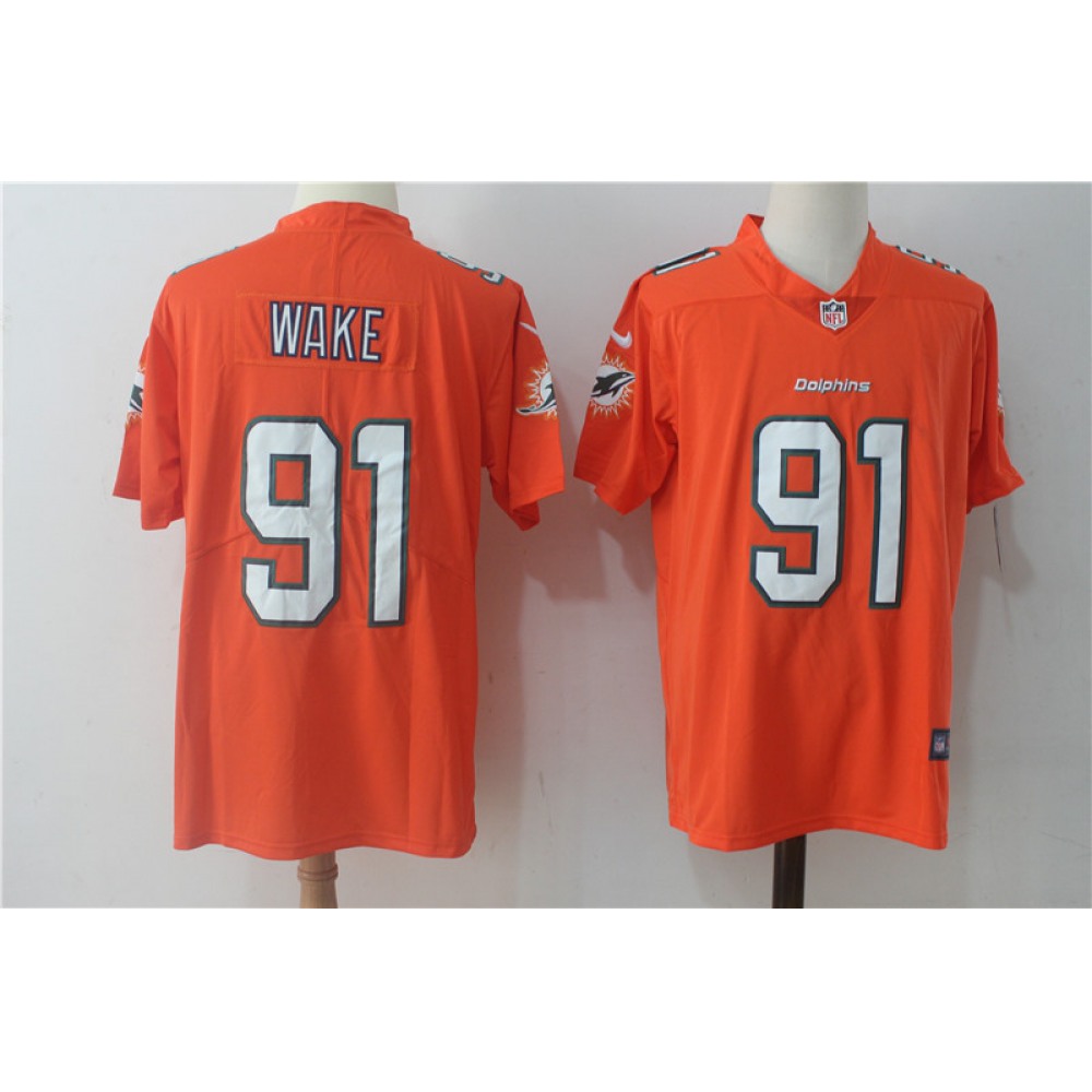 Men'sMiami Dolphins #91 Cameron Wake Orange Vapor Untouchable Limited Stitched NFL Jersey