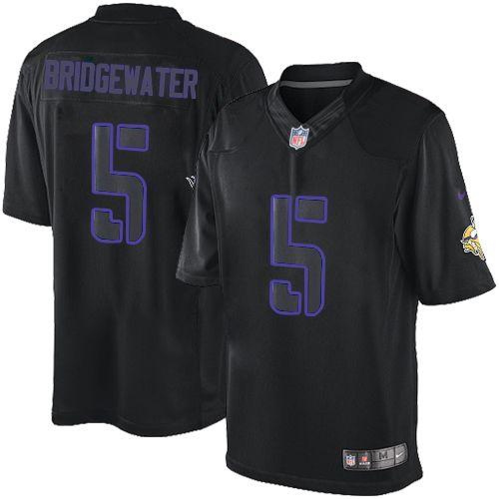 Vikings #5 Teddy Bridgewater Black Men's Stitched NFL Impact Limited Jersey
