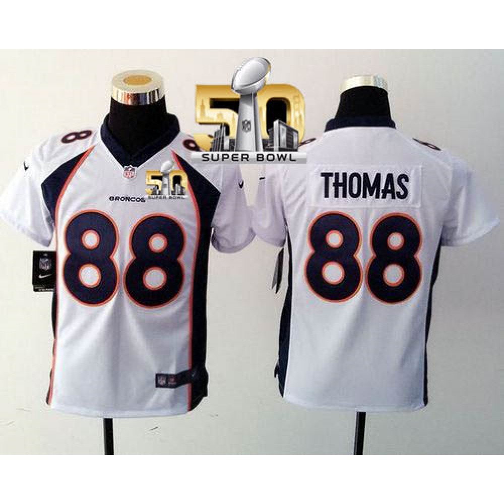 Broncos #88 Demaryius Thomas White Super Bowl 50 Youth Stitched NFL Elite Jersey