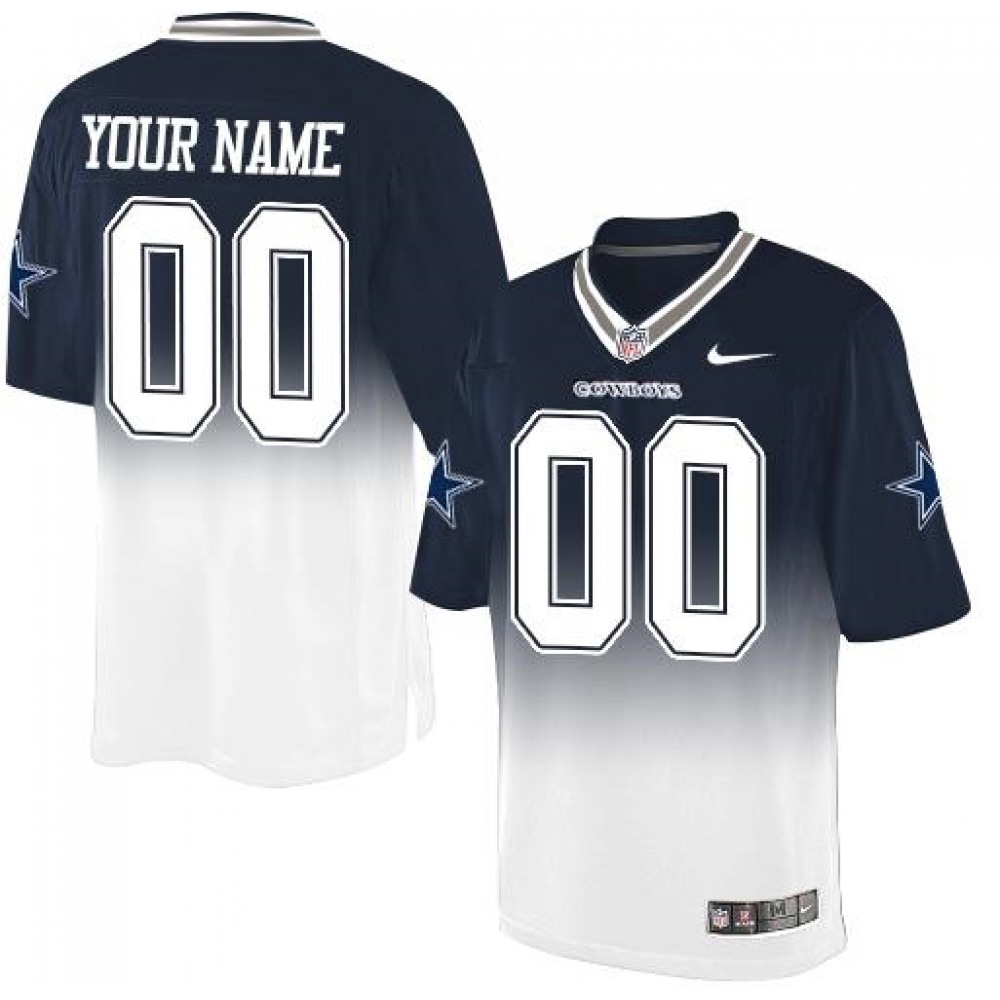 Dallas Cowboys Customized Navy Blue/White Men's Stitched Elite Fadeaway Fashion NFL Jersey