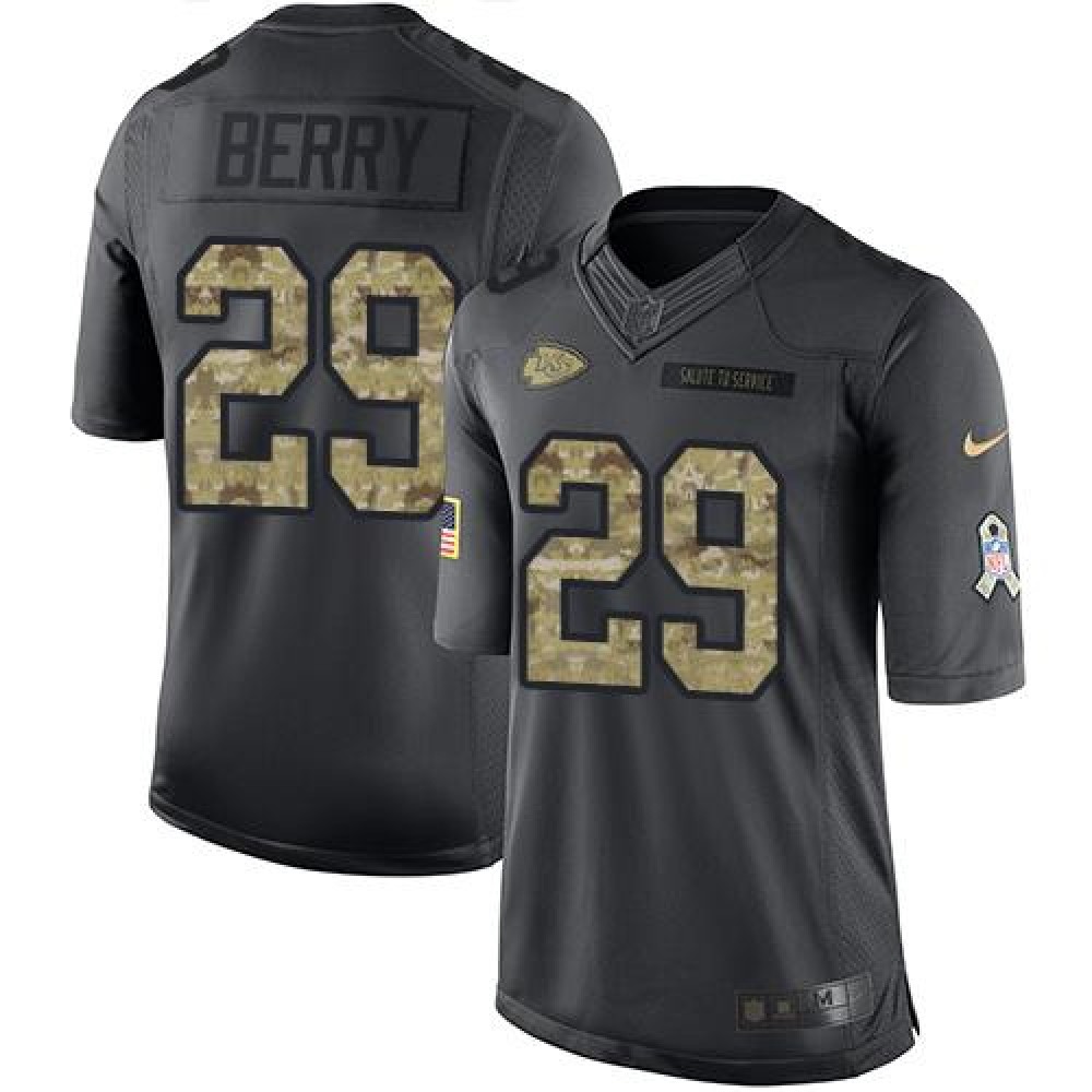 Chiefs #29 Eric Berry Black Men's Stitched NFL Limited 2016 Salute to Service Jersey