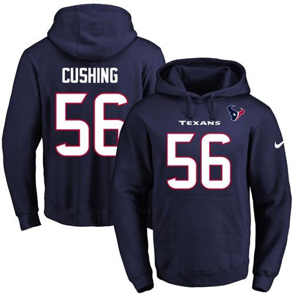 Texans #56 Brian Cushing Navy Blue Name & Number Pullover NFL Hoodie