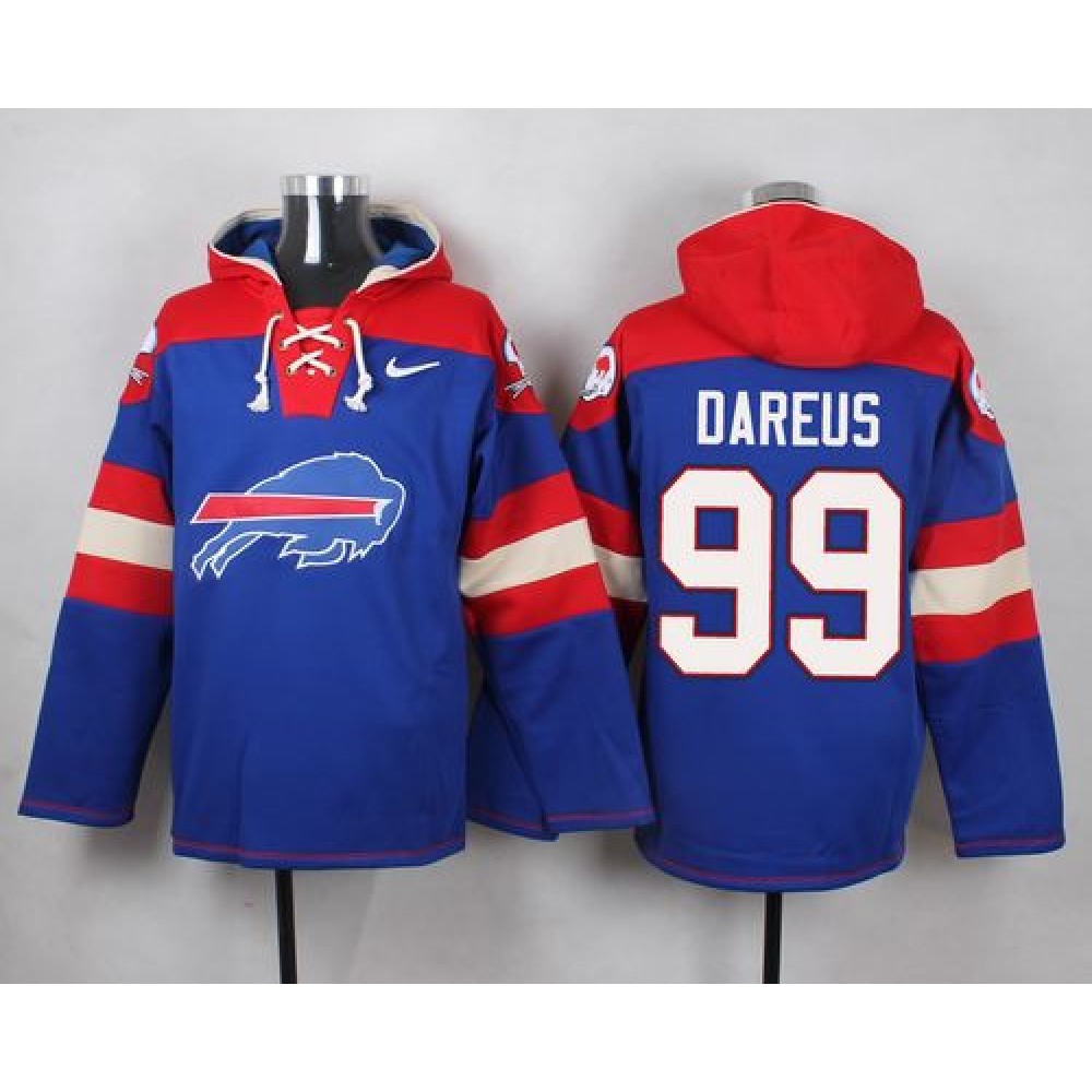 Bills #99 Marcell Dareus Royal Blue Player Pullover NFL Hoodie