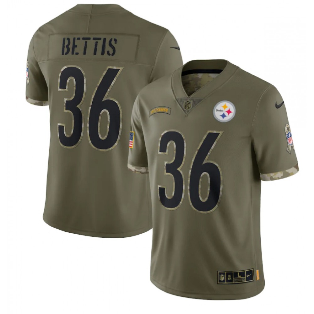 Men's Pittsburgh Steelers #36 Jerome Bettis Olive 2022 Salute To Service Limited Stitched Jersey