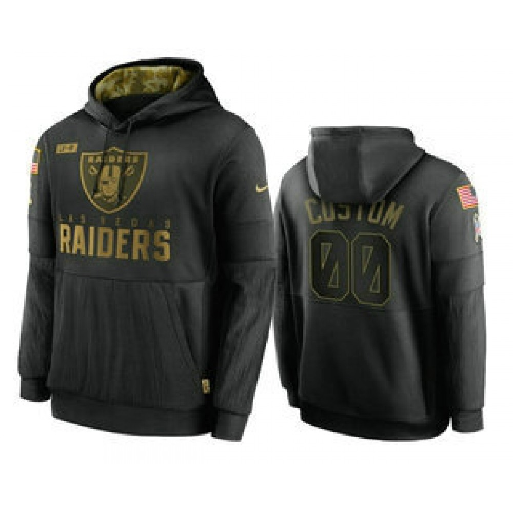 Men'sLas Vegas Raiders ACTIVE PLAYER Custom 2020 Black Salute To Service Sideline Performance Pullover Hoodie
