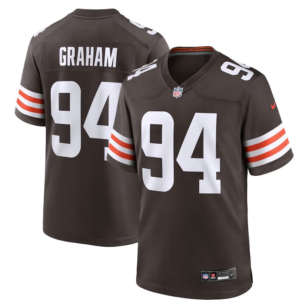 Men's Cleveland Browns #94 Mason Graham Nike Brown 2025 NFL Draft First Round Pick Game Jersey