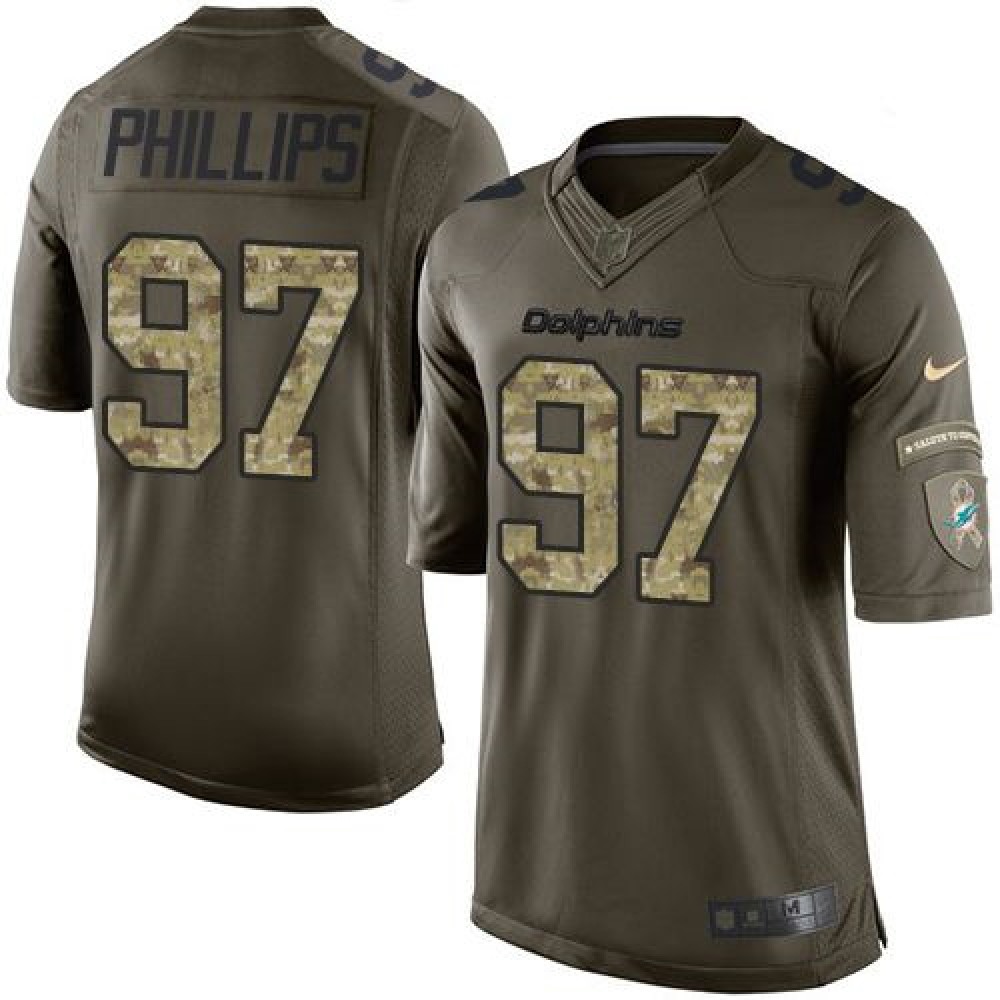 Dolphins #97 Jordan Phillips Green Men's Stitched NFL Limited Salute to Service Jersey