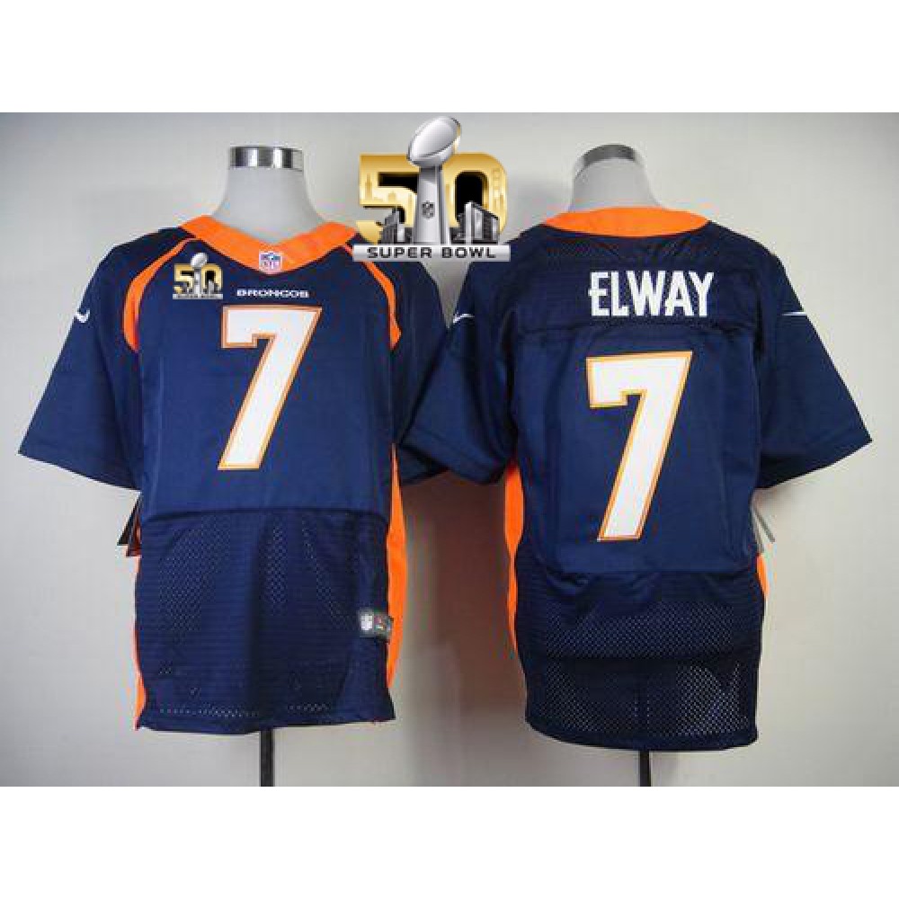 Broncos #7 John Elway Navy Blue Alternate Super Bowl 50 Men's Stitched NFL New Elite Jersey