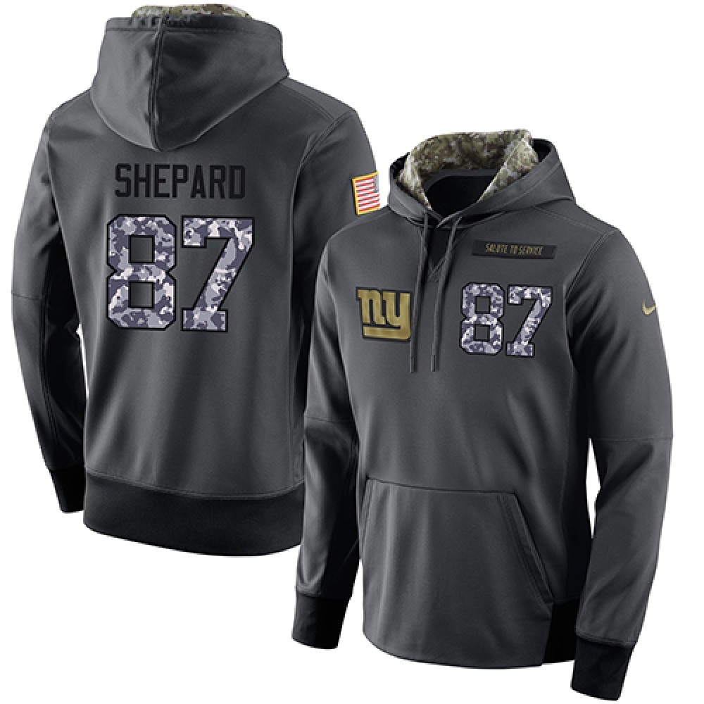 NFL Men'sNew York Giants #87 Sterling Shepard Stitched Black Anthracite Salute to Service Player Performance Hoodie
