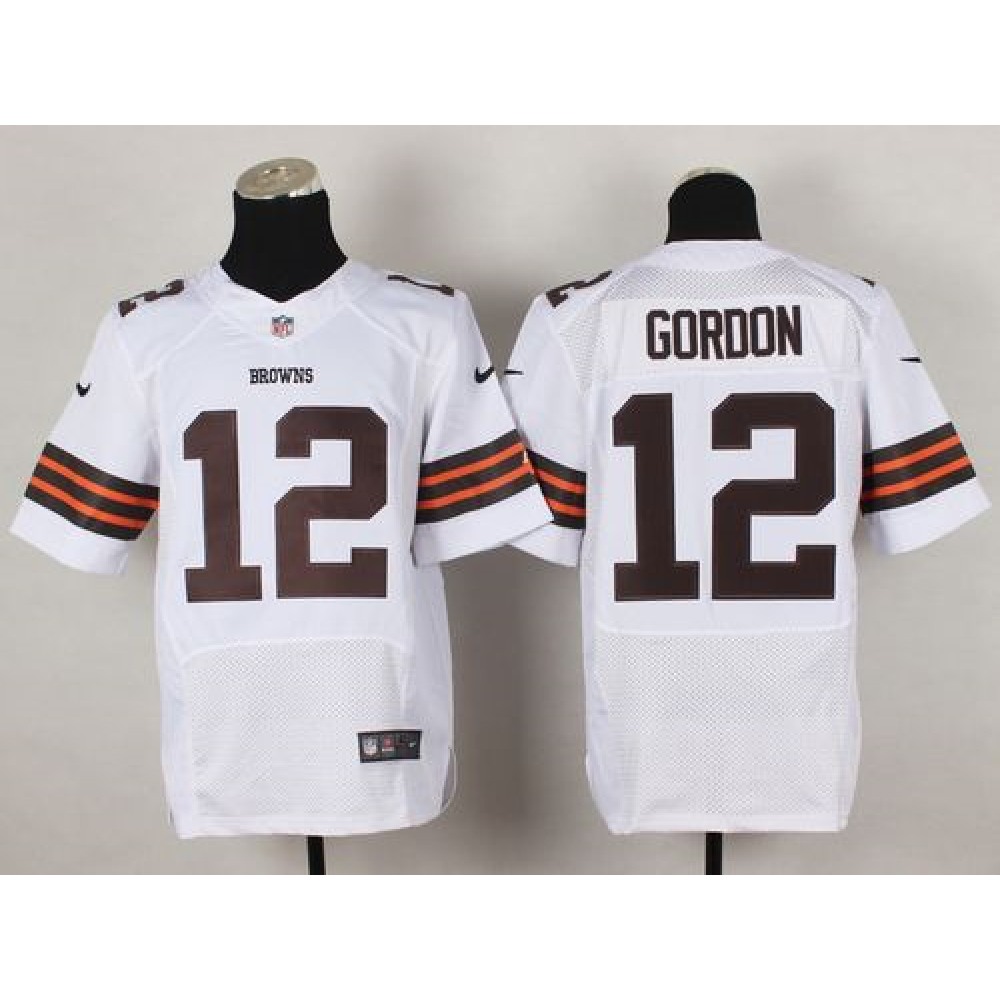 Browns #12 Josh Gordon White Men's Stitched NFL Elite Jersey