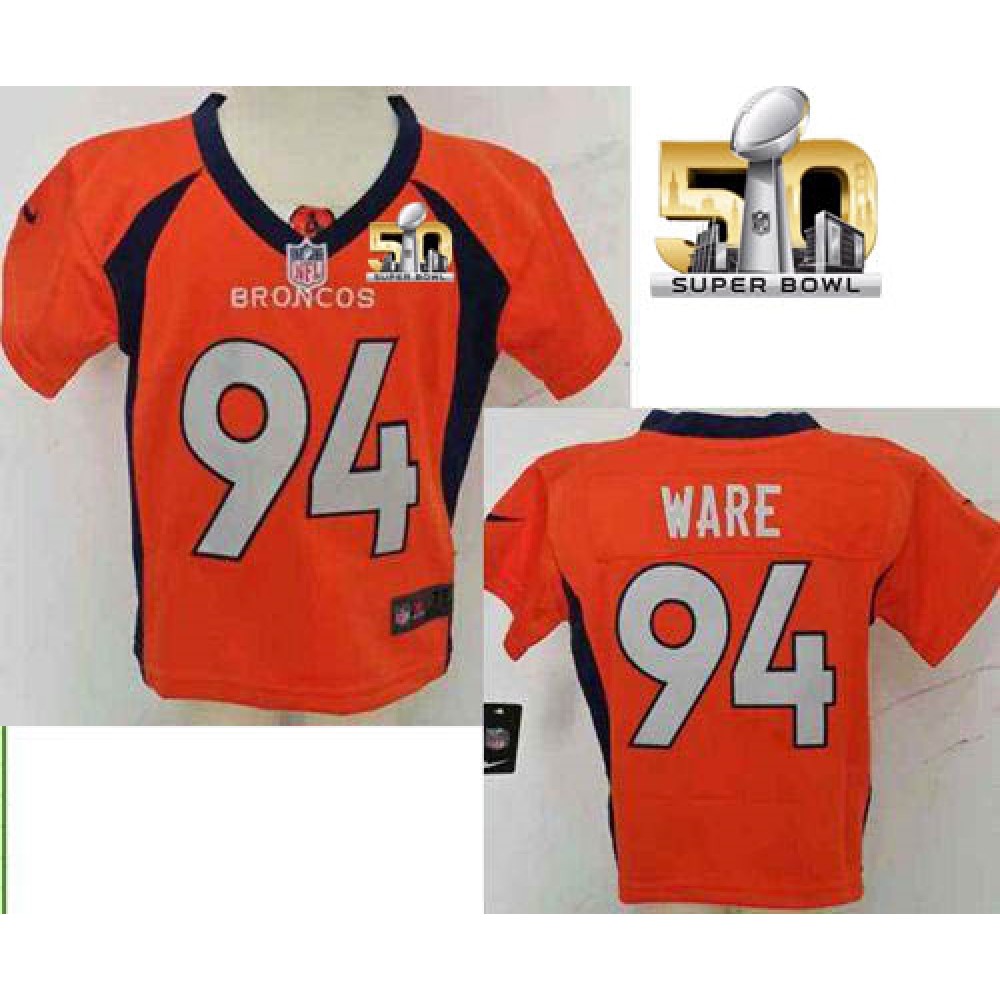 ToddlerBroncos #94 DeMarcus Ware Orange Team Color Super Bowl 50 Stitched NFL Elite Jersey