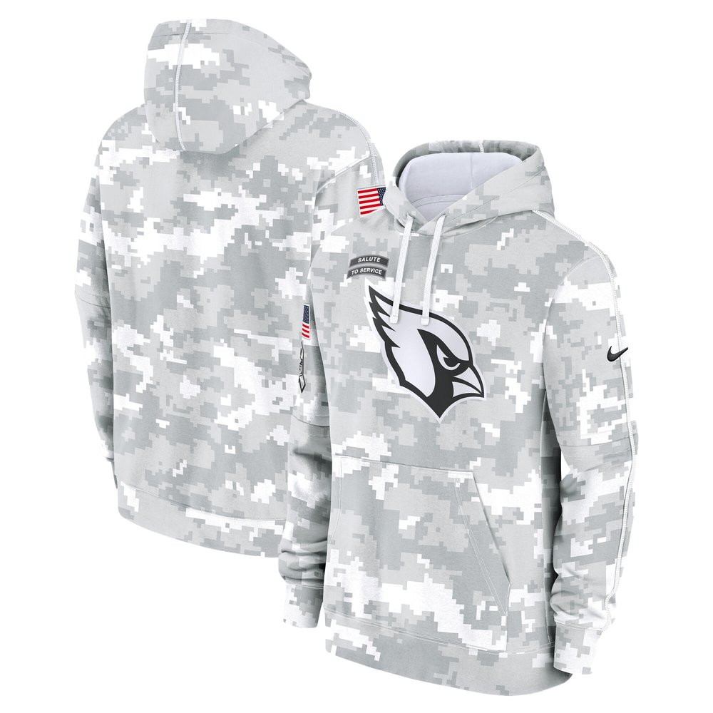 Youth Arizona CardinalsWhite/Gray 2024 Salute To Service Pullover Hoodie