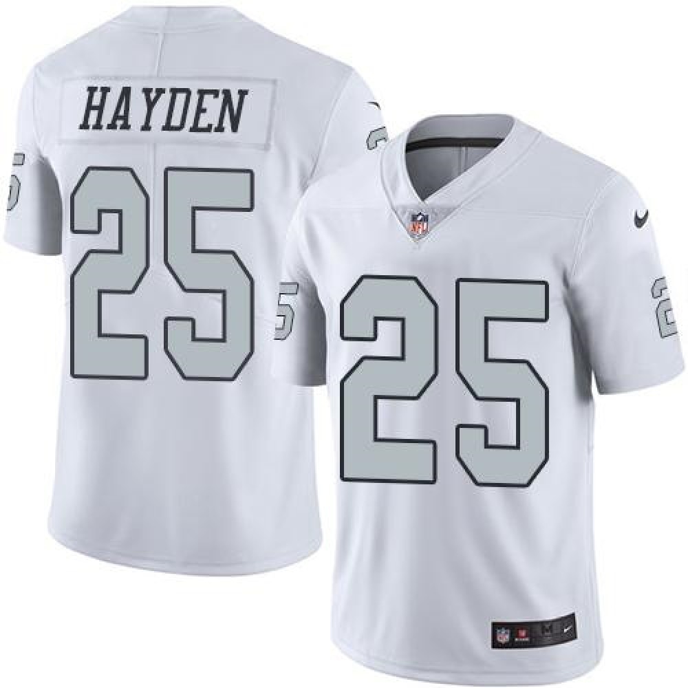 Raiders #25 D.J. Hayden White Men's Stitched NFL Limited Rush Jersey