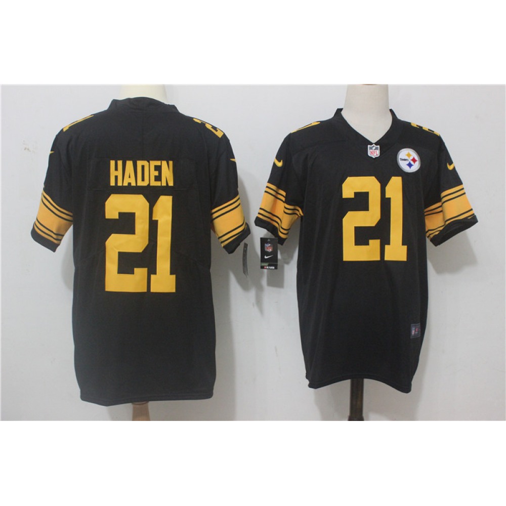 Men'sPittsburgh Steelers #21 Joe Haden Black Limited Rush Stitched NFL Jersey