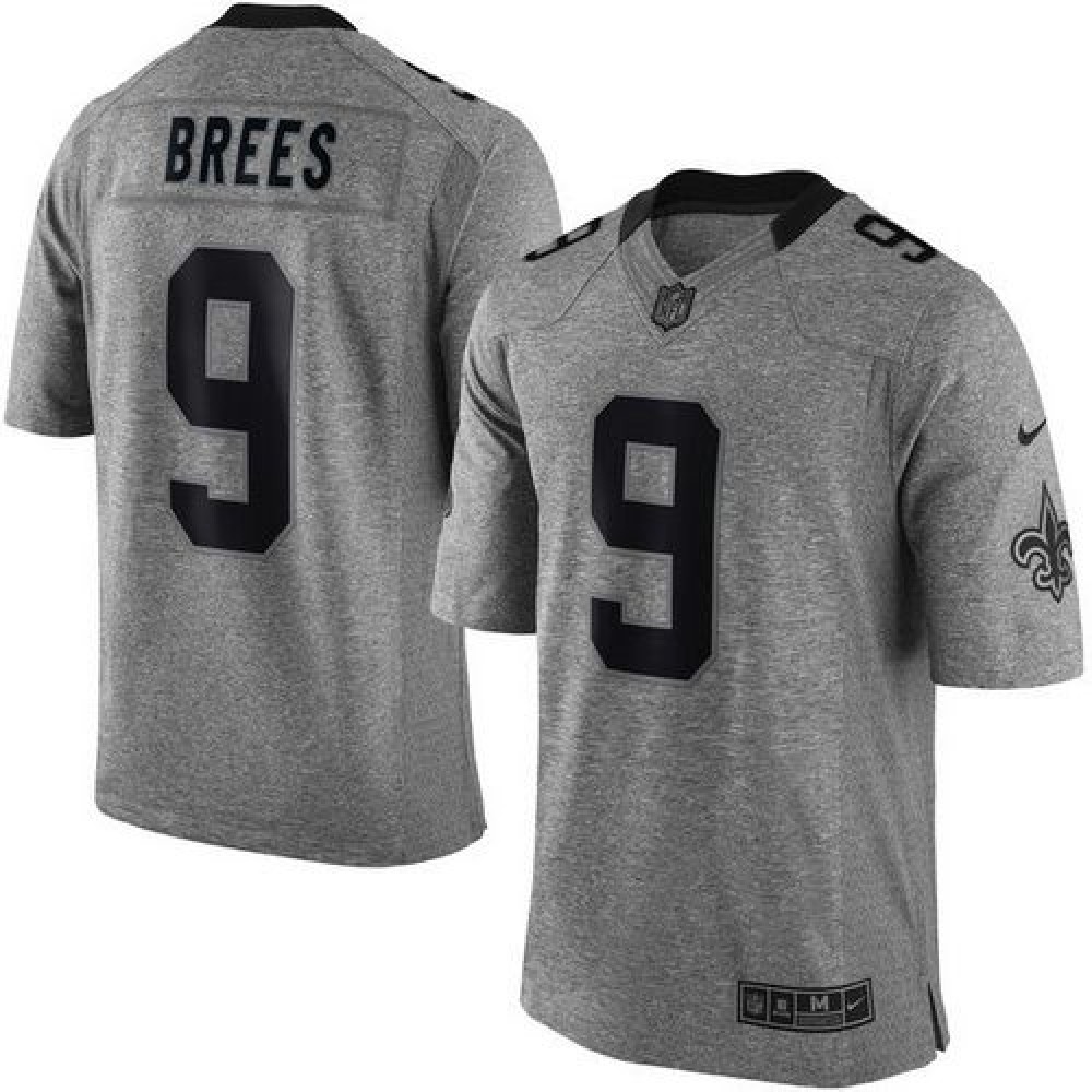 Saints #9 Drew Brees Gray Men's Stitched NFL Limited Gridiron Gray Jersey