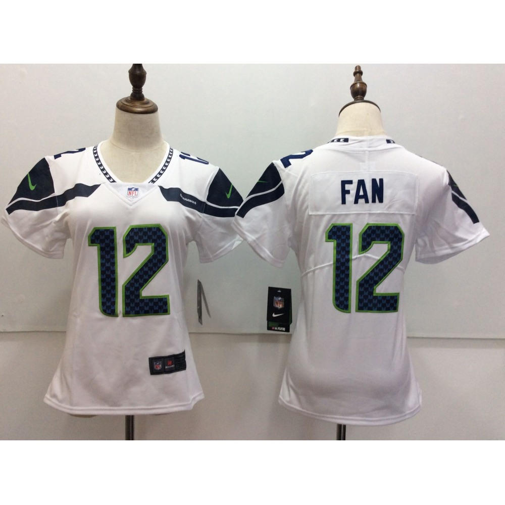 Women'sSeattle Seahawks #12 Fan White Vapor Untouchable Limited Stitched NFL Jersey