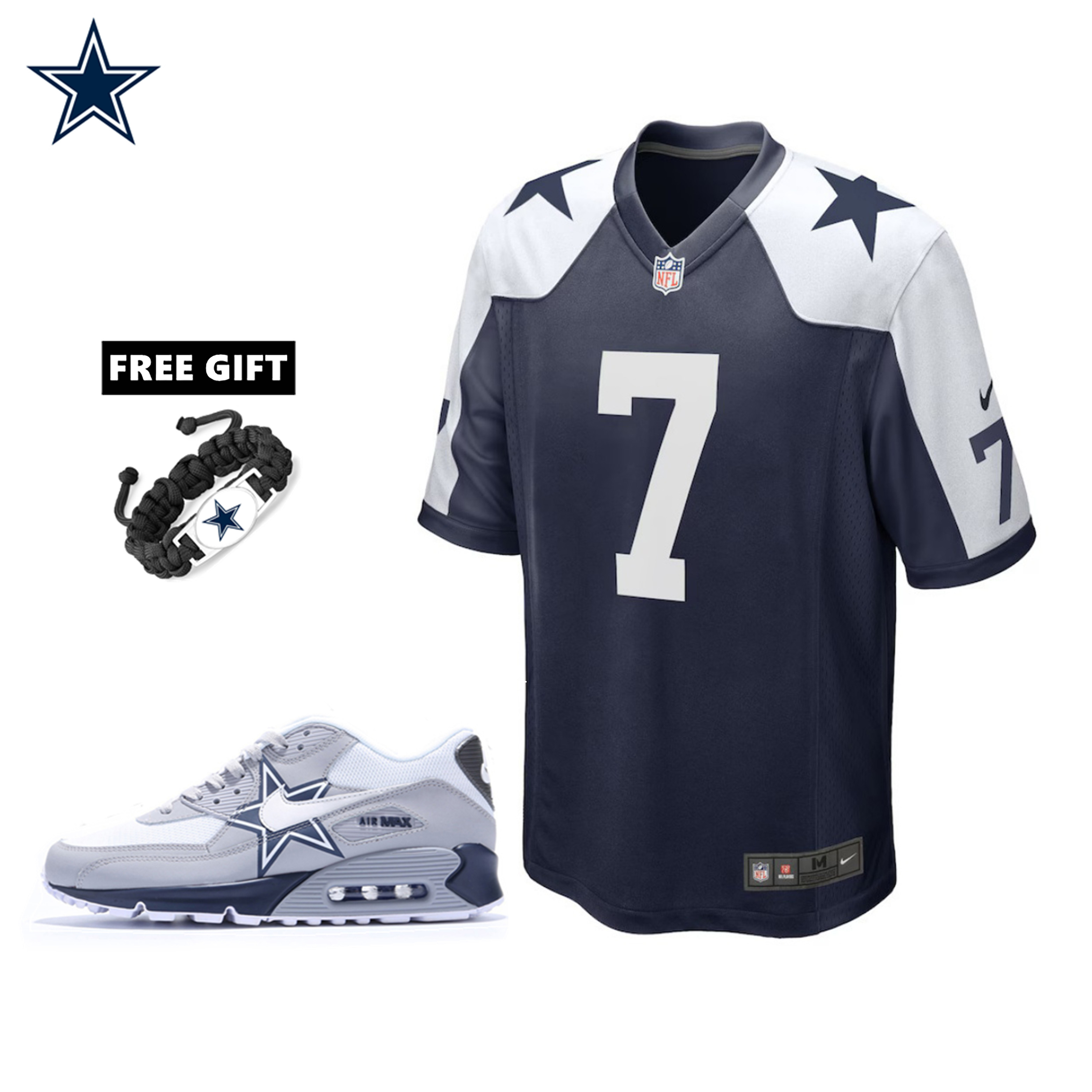 🔥Combo Sale - Dallas Cowboys Trevon Diggs Nike Navy Alternate Game Jersey & Air Max 90 Classic Sneakers
