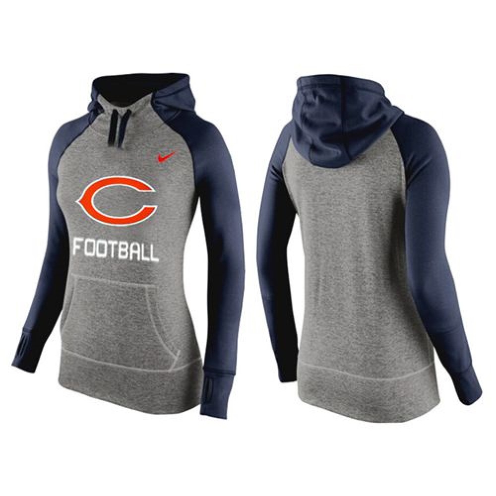 Women'sChicago Bears Performance Hoodie Grey & Dark Blue