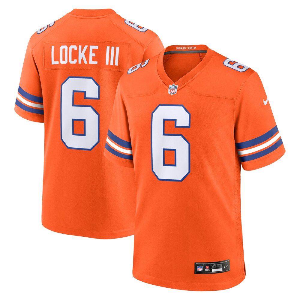 Men's Denver Broncos P.J. Locke IIIOrange Mile High Collection 1977 Throwback Player Game Jersey