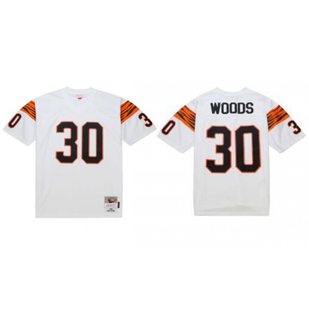 Men's Cincinnati Bengals #30 Ickey Woods White 1988 Stitched Jersey
