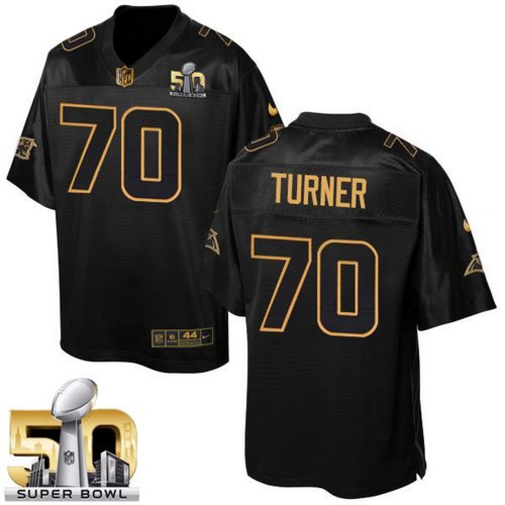 Panthers #70 Trai Turner Black Super Bowl 50 Men's Stitched NFL Elite Pro Line Gold Collection Jersey